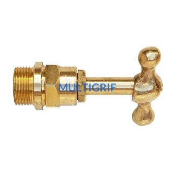 Llave de paso de 1/2 con volante media cruz bronce estria gruesa 19,7 x 1,50 mm